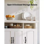 55" Large Sideboard Buffet Cabinet with 4 Doors & Adjustable Shelves, White Farmhouse