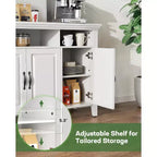 55" Large Sideboard Buffet Cabinet with 4 Doors & Adjustable Shelves, White Farmhouse