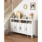 55" Large Sideboard Buffet Cabinet with 4 Doors & Adjustable Shelves, White Farmhouse