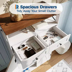 52-in Brown White Shoe Storage Cabinet with Drawers Narrow Entryway Organizer Adjustable Shelves
