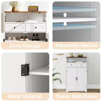 52-in Brown White Shoe Storage Cabinet with Drawers Narrow Entryway Organizer Adjustable Shelves
