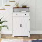 52-in Brown White Shoe Storage Cabinet with Drawers Narrow Entryway Organizer Adjustable Shelves