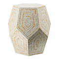Hexagonal Capiz Stool Cream Yellow Accent Table 18x18x21