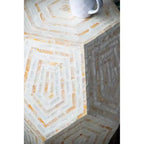 Hexagonal Capiz Stool Cream Yellow Accent Table 18x18x21