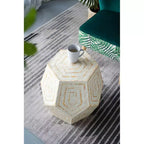 Hexagonal Capiz Stool Cream Yellow Accent Table 18x18x21