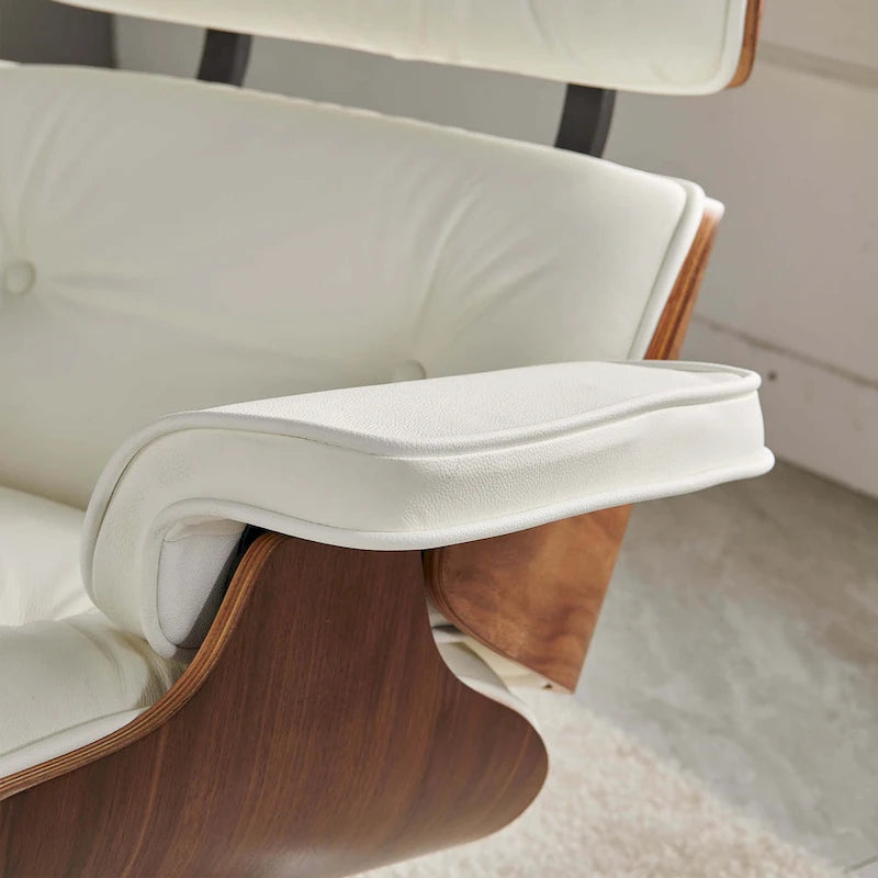 Leren loungefauteuil in mid-century-modern stijl, relaxfauteuil
