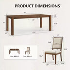 Ensemble de salle à manger moderne - table de 80 et 6 chaises rembourrées, structure en bois massif, capacité de la table de 400 lb, montage facile