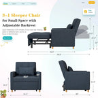 AECOJOY 3-in-1-Schlafsofa-Sessel mit Kissen und verstellbarer Rückenlehne