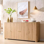 Kitchen Buffet Sideboard Cabinet with 4 Doors and Shelves, Modern Large Sideboard Buffet Storage Cabinet, 66 Coffee Bar Storage Cabinet