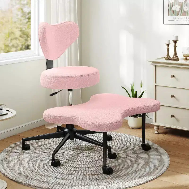 Pinmoco ergonomischer Bürostuhl mit gekreuzter Sitzfläche, höhenverstellbarer Meditationsstuhl, um 360° drehbar, Lordosenstütze, Arbeits- und Bürostuhl, ADHD-Stuhl