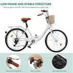 Moasis24/ 26-Zoll-Cruiser-Fahrrad mit 7 Gängen, verstellbarem Durchstieg, Pendlerfahrrad