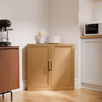 Dovelina Corner Cabinet with Adjustable Shelves Sideboard Buffet Wine Cabinet Kitchen and Dining Cabinet with Wood Doors - 31H x 31W, 36H x 31W