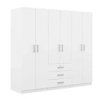 Armoire de rangement en bois à 6 portes avec 3 grands tiroirs pour chambre