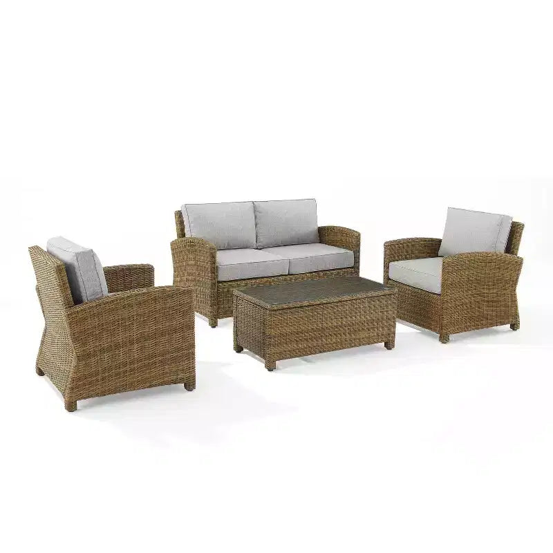 Ensemble de conversation 4 pièces Bradenton en résine tressée pour extérieur – Crosley