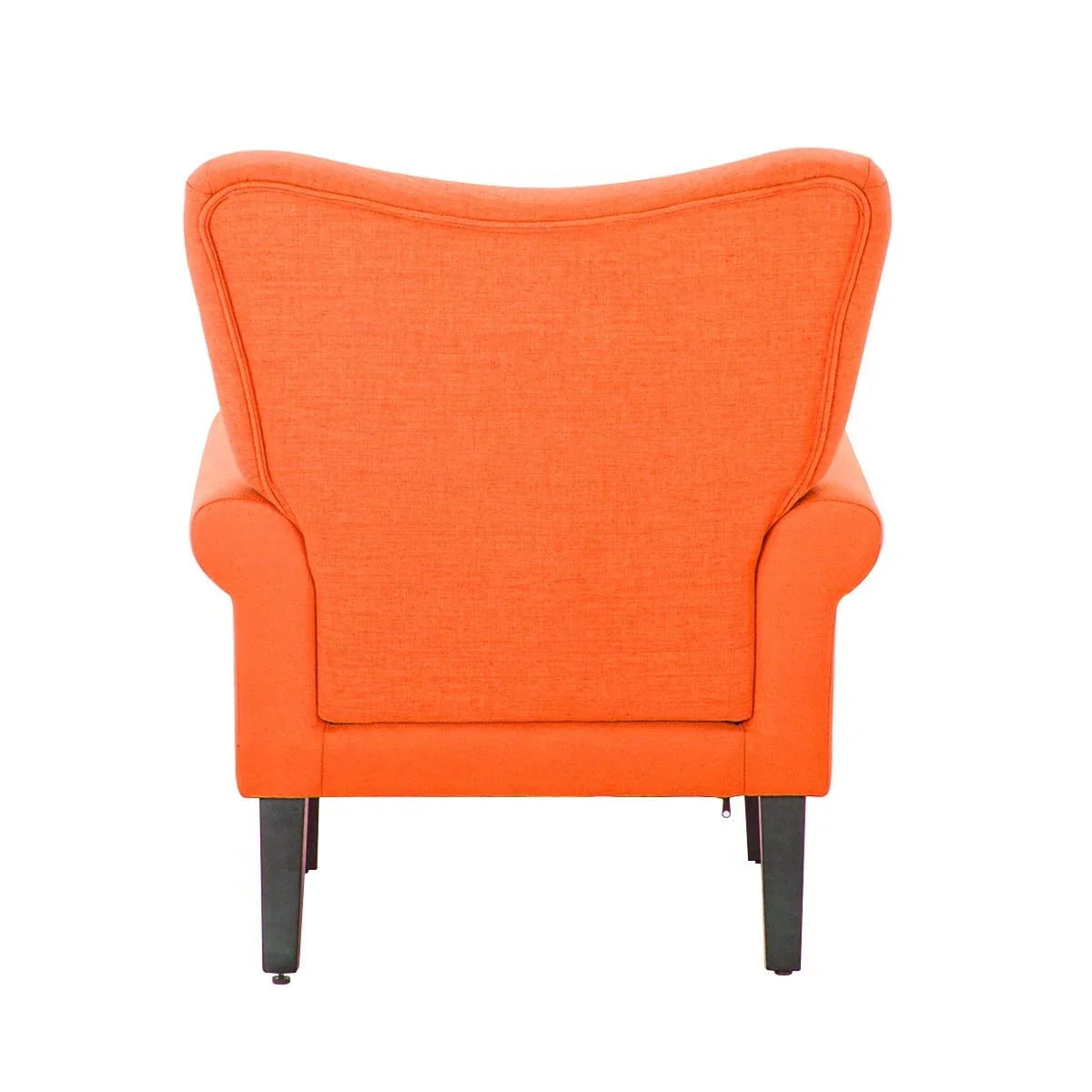Erommy moderne accentstoel, fauteuil met hoge rugleuning, gestoffeerde stoffen fauteuil met knopen en houten poten voor de woonkamer