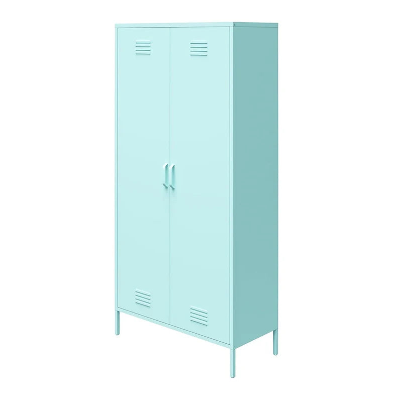 Casier de rangement haut en métal à 2 portes, orange/rose, pour 1 personne