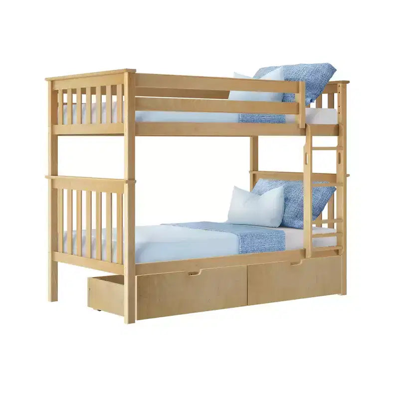 Stapelbed van massief hout voor 2 eenpersoonsbedden voor kinderen met opbergladen onder het bed