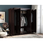 Palace Imports Kyle 4-türiger Kleiderschrank aus 100 % Massivholz mit Türen aus Massivholz oder Spiegelglas