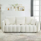 GDFStudio Alanna 79,5 modernes 3-Sitzer-Sofa mit Teddy-Stoffbezug und Kissen