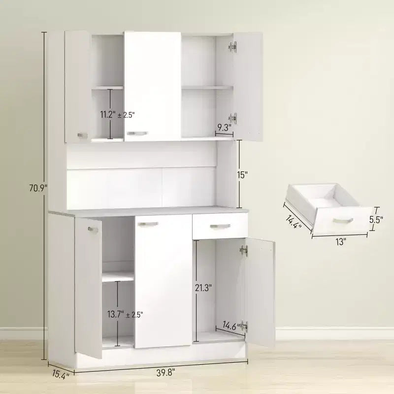 71 keukenkast, hoge opbergkast met magnetronstandaard, moderne keukenkast, 3 verstelbare planken voor woonkamer en eetkamer