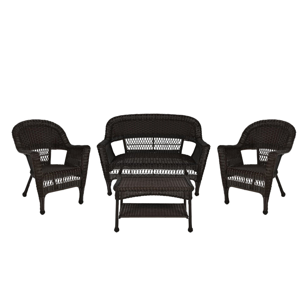 4-teiliges Sitzgruppen-Set aus Korbgeflecht für die Terrasse