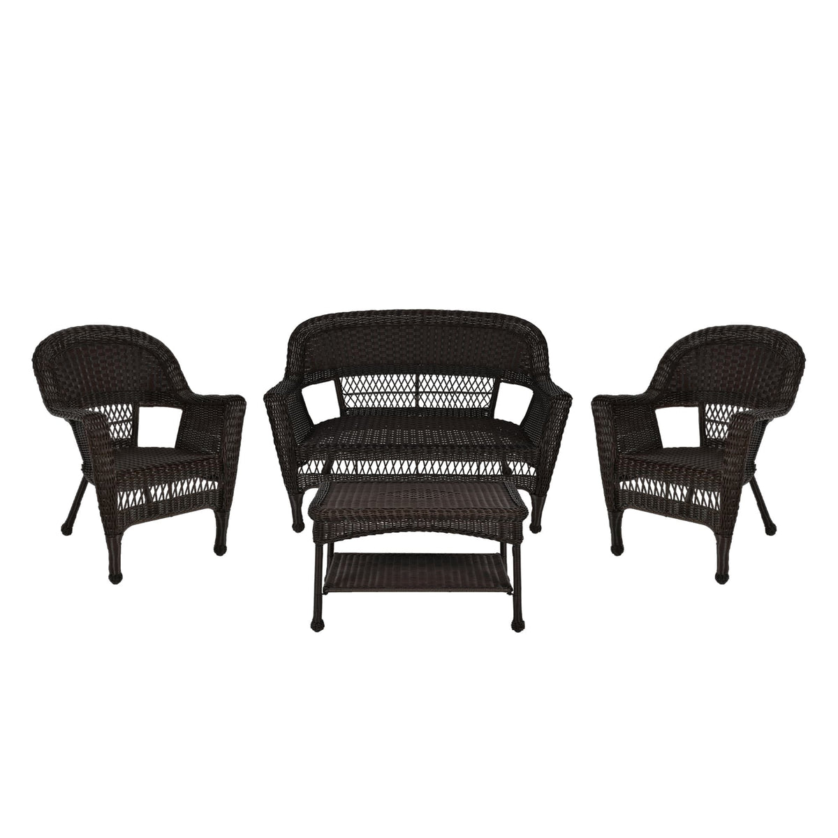 4-teiliges Sitzgruppen-Set aus Korbgeflecht für die Terrasse