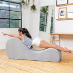 Avana elegante chaise longue voor yoga - Gemaakt in de VS - Ideaal voor stretchen, ontspanning, sporten en meer, 60D x 18W x 26H inch, lichtgrijs