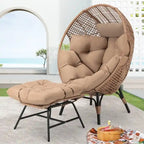 Fauteuil œuf d’intérieur FINCATI, fauteuil œuf d’extérieur supportant 440 lbs, fauteuil œuf surdimensionné avec pouf, fauteuil œuf luxueux et confortable avec repose-pieds