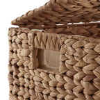 Panier à linge Casafield à 2 compartiments avec couvercle et sacs doublures amovibles, trieur de linge tressé en jacinthe d’eau pour vêtements