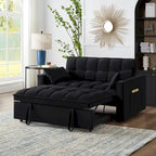 Loveseat-Schlafsofa 4-in-1 mit Armlehnen und Aufbewahrungstaschen, multifunktionales getuftetes Ausziehsofa mit verstellbarer Rückenlehne