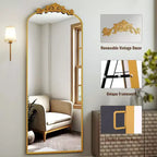 65x22 Arched Full Length Mirror Metal Vintage Mirror Baroque Style,Antique Gold