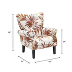Erommy moderne accentstoel, fauteuil met hoge rugleuning, gestoffeerde stoffen fauteuil met knopen en houten poten voor de woonkamer