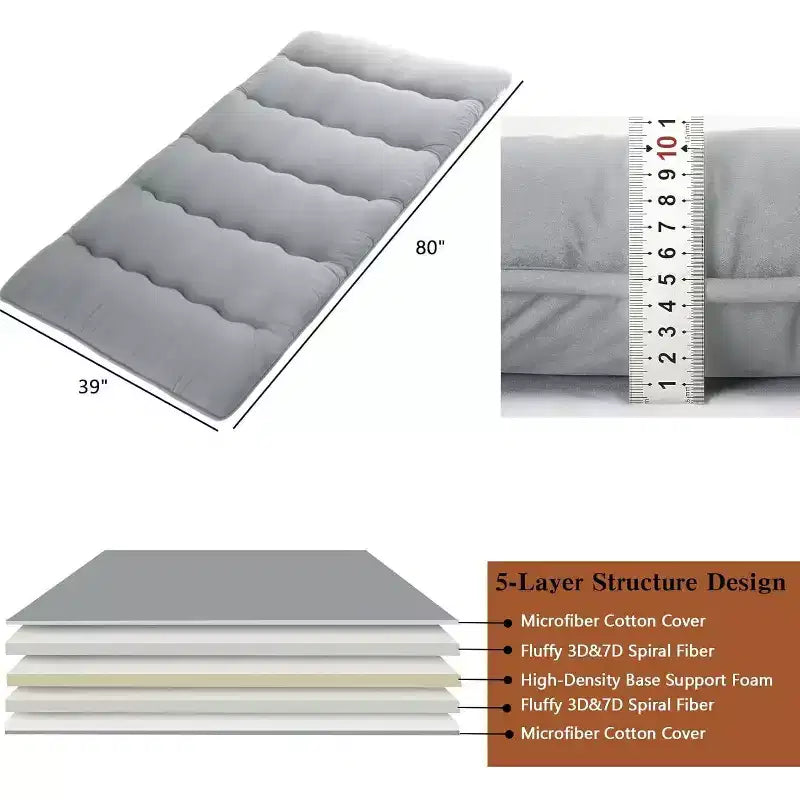Japans futonmatras, opvouwbare slaapmat voor op de vloer, tatamimat voor thuis, kamperen en als matras
