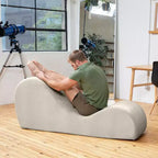 Avana elegante chaise longue voor yoga - Gemaakt in de VS - Ideaal voor stretchen, ontspanning, sporten en meer, 60D x 18W x 26H inch, lichtgrijs