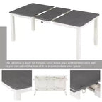 Farmhouse Extendable Dining Table Set for 6, Rectangular Table and 6 Upholstered Chairs