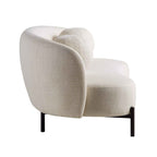 Gebogen 3-zitsbank met balvormige kussens, beige linnenmix