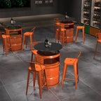 Industrielle schwarze und orangefarbene Metalltrommel-Beistelltische