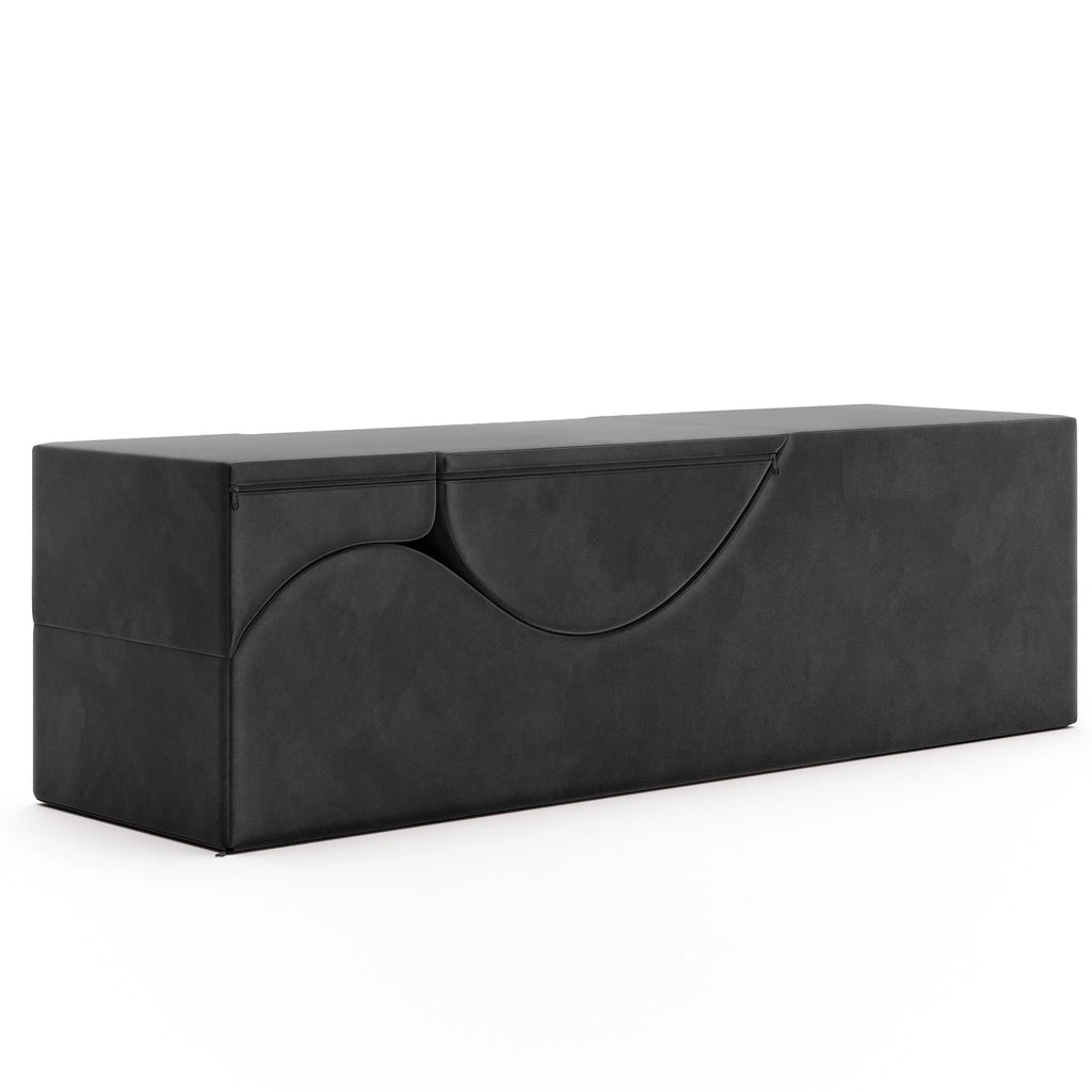 Avana Kami verstellbare Chaiselongue / Yoga und Massage – 2-in-1-Sitzhocker mit verborgenem ausklappbarem Yoga-Loungesessel, Mikrovelours – N/A