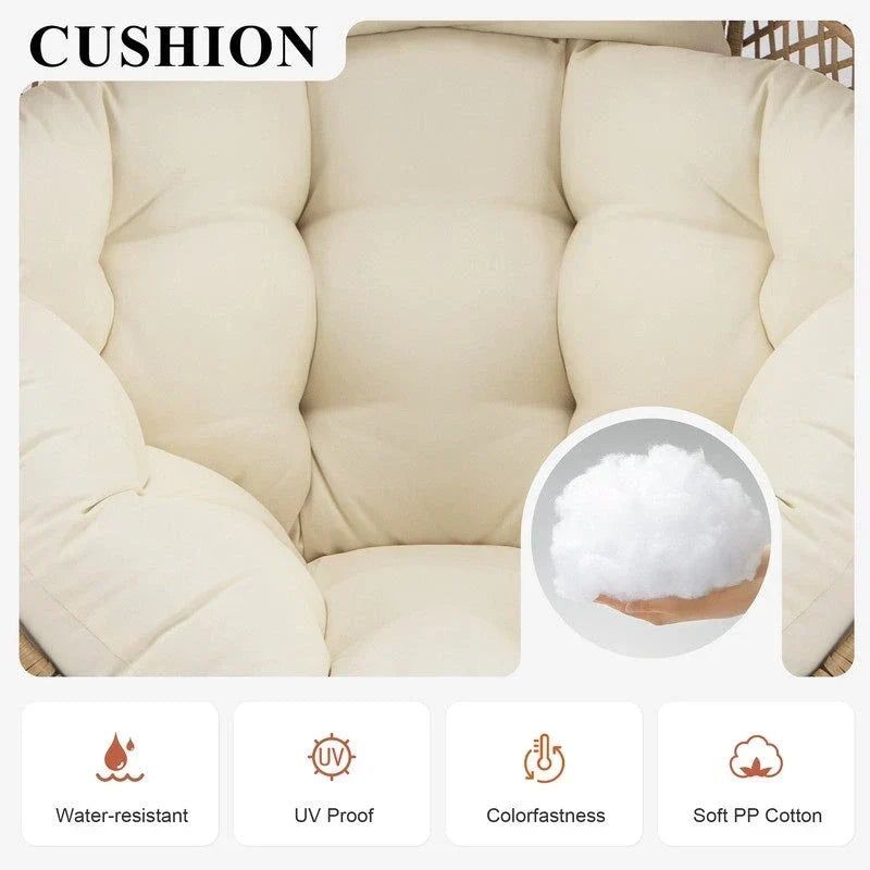Fauteuil œuf d’intérieur FINCATI, fauteuil œuf d’extérieur supportant 440 lbs, fauteuil œuf surdimensionné avec pouf, fauteuil œuf luxueux et confortable avec repose-pieds