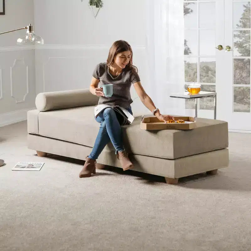 Tagesbett / ausklappbares Schlafsofa in Queen-Size – Microvelours