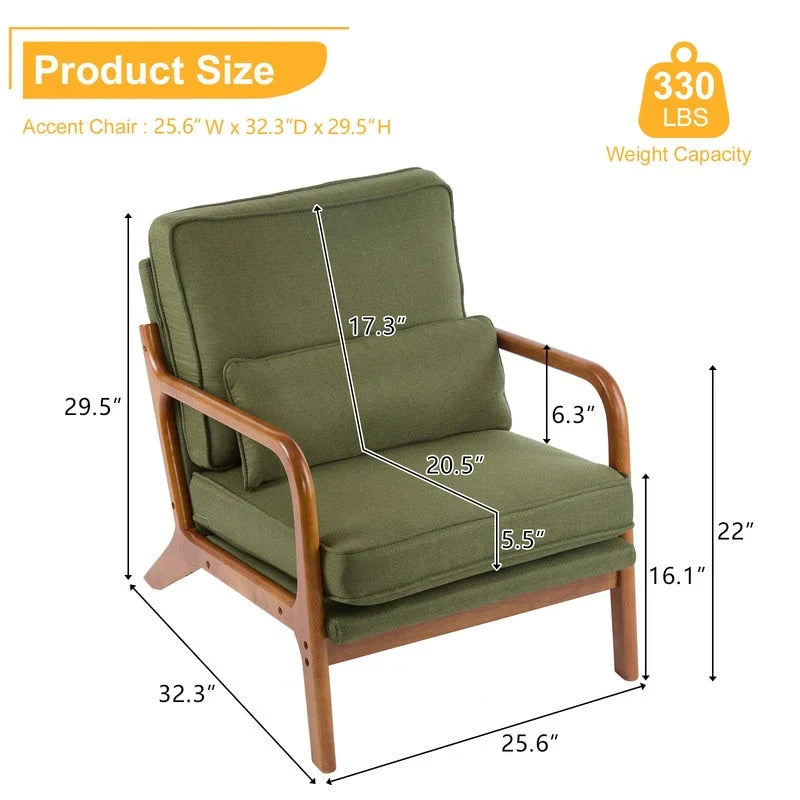 Moderner gepolsterter Akzentstuhl im Mid-Century-Stil