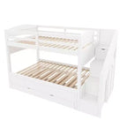 Cadre de lit superposé Whisen Twin XL avec lit gigogne, rangement, escalier de rangement en bois massif, armoire et 3 tiroirs, pour enfants