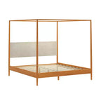 Harbor-Himmelbett in Kingsize mit gepolstertem Kopfteil, Blond/Swiss Coffee (MD2411-01)