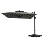 MAISON ARTS Parasol déporté hydraulique automatique de 12 pieds, mât en aluminium, rotation à 360 degrés