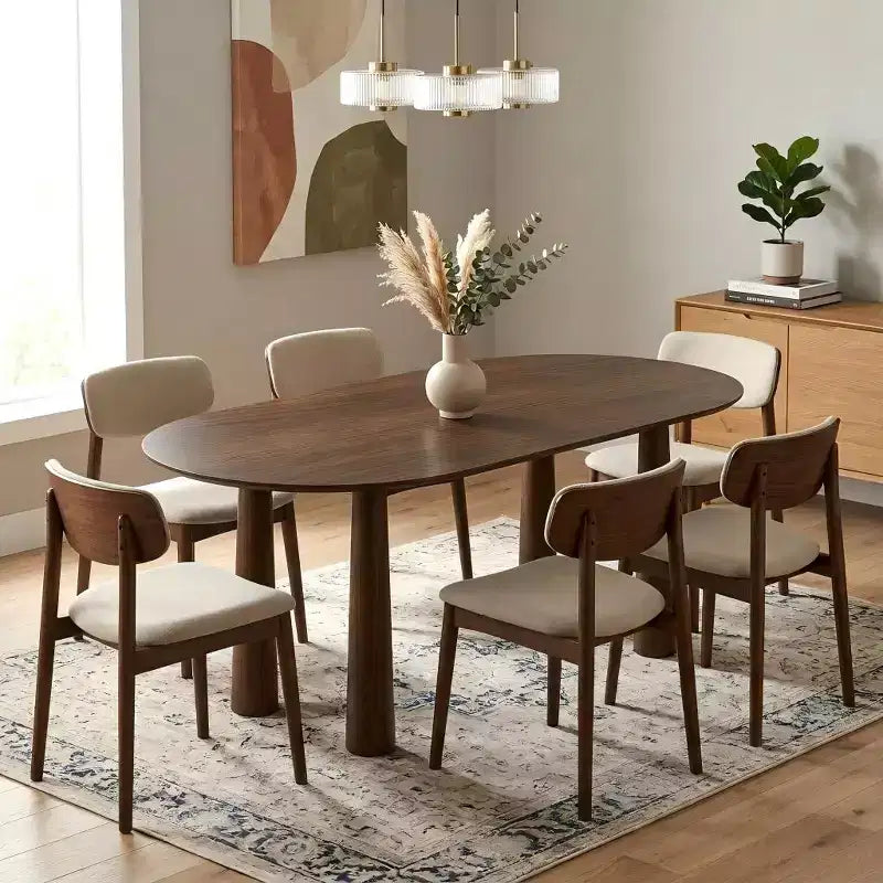 Dovelina ovale houten eettafel van 67 met 4 poten, moderne keukentafel voor 6 personen