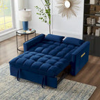 Loveseat-Schlafsofa 4-in-1 mit Armlehnen und Aufbewahrungstaschen, multifunktionales getuftetes Ausziehsofa mit verstellbarer Rückenlehne