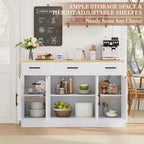 Buffet de rangement Celebalcony, grand meuble de cuisine de 53,4 pouces avec 3 tiroirs et 4 portes, étagère réglable pour la cuisine et le salon