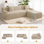 Cloud-Ecksofa, modernes Polstersofa mit 2 Zierkissen, frei kombinierbares Sofa, modulares L-förmiges Ecksofa