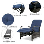Fauteuil inclinable réglable de salon pour extérieur avec coussin - 38 (P) x 26.5 (L) x 38.5 (H) POUCES