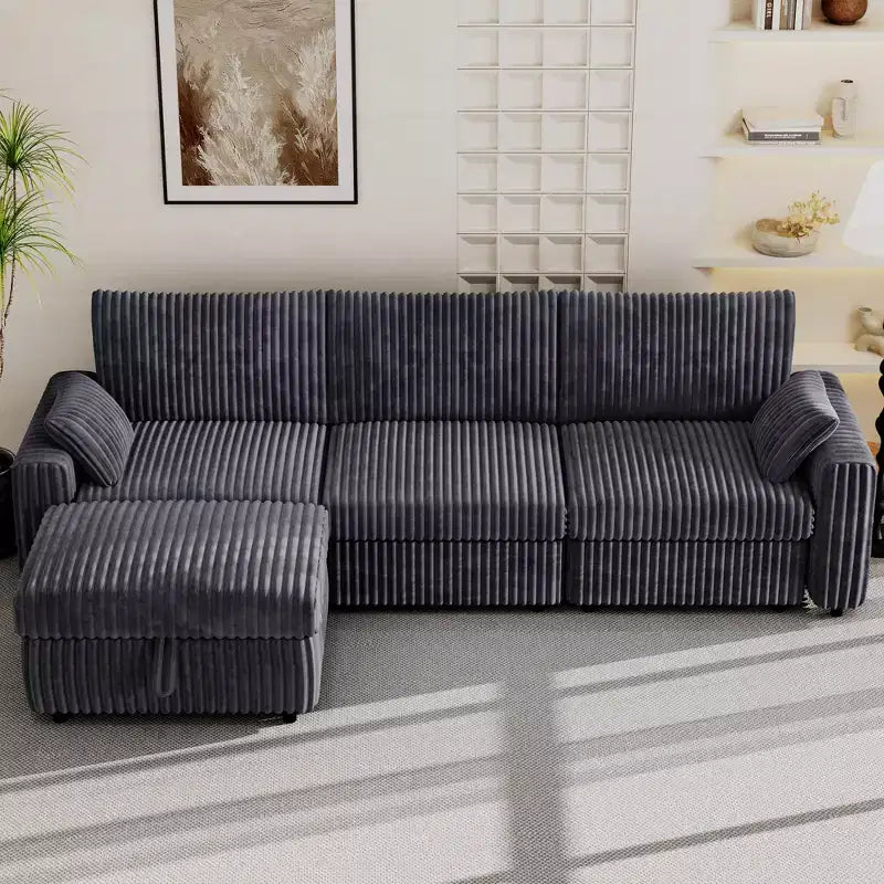 Canapé sectionnel modulaire en velours côtelé Dyonery avec housses lavables